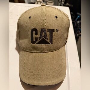 CAT Caterpillar Baseball Cap Limited Edition Hat Tan Suede Adjustable Buckle